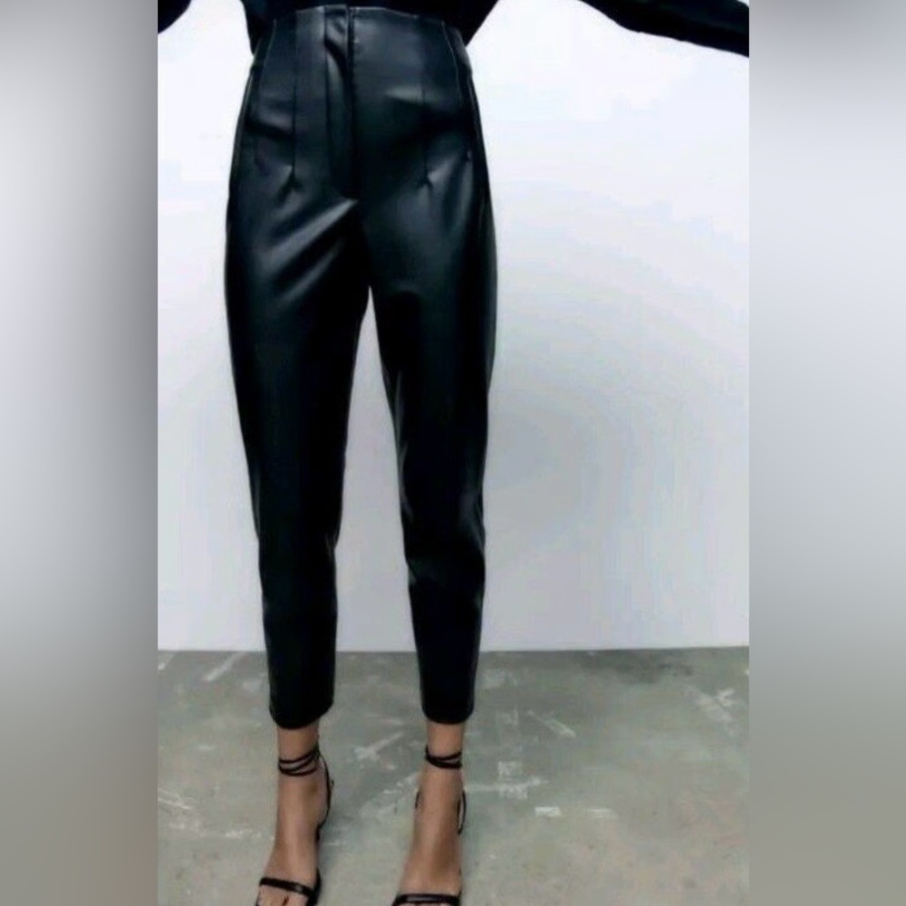 Zara Sleek Black Faux Leather Pants